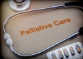 Palliative care, stethoscope and blister pills