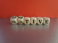 Palliative or supportive therapy symbol. Turned cubes, changes words palliative to supportive. Beautiful red background, copy