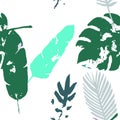 Palm, Banana Leaves Vector Seamless Pattern, Brown Green Khaki Exotic Floral Print. Cool Chick