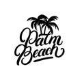 Palm Beach hand written lettering with palms. Royalty Free Stock Photo