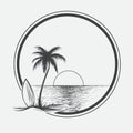Palm beach illustration on summer sea