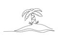 Palm on the beach. One line drawing vector illustration Royalty Free Stock Photo