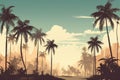 Palm beach retro style. Generate Ai