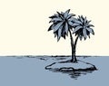Palm on beach. Vector drawing Royalty Free Stock Photo