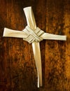 Palm Branch On Old Wood Seat At Sunday Mass