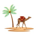 Palm and camel icon cartoon Royalty Free Stock Photo