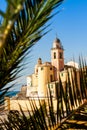 Palm framed Church in Camogli, near Genoa, Italy Royalty Free Stock Photo