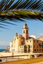 Palm framed Church in Camogli, near Genoa, Italy Royalty Free Stock Photo