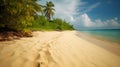 Palm-fringed paradise, beautiful tropical beach, swaying palm trees, and coastal serenity Royalty Free Stock Photo