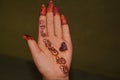 The palm of a girl with Mehandi design Royalty Free Stock Photo