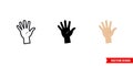 Palm handbreadth icon of 3 types color, black and white, outline. Isolated vector sign symbol