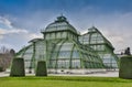 Palm House building Palmenhaus, an art nouveau structure at the imperial garden of Schonbrunn in Vienna, Austria. Royalty Free Stock Photo