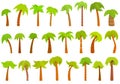 Palm icons set, cartoon style