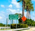 Palm Island and Hibiscus island road sign in Miami