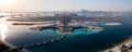 The Palm island panorama with Dubai marina in the background aerial