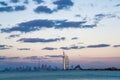 Palm Jumeirah Area Overlooking Dubai Cityscape on Sunset