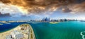 Palm Jumeirah, Palm Island, Dubai, United Arab Emirates. Aerial Royalty Free Stock Photo