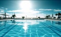 palm large swimming summer water luxury pool home relaxation blue. Generative AI.