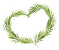 Palm leaves heart shape arrangement Royalty Free Stock Photo