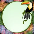 Palm Leaves Frame With Toucan Bird Vector Background illustration Royalty Free Stock Photo