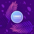 Palm Leaves with Purple Seamless Pattern