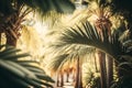 palm leaves in sunlight background Generative AI Royalty Free Stock Photo