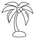 Palm line icon. Tropical island tree with coconuts