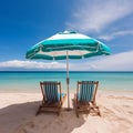 Palm-lined beach with crystal waves Royalty Free Stock Photo