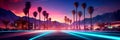 palm-lined streets as neon lighting infused energy and vibrancy into the scene