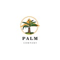 Palm logo farm tree design mountain vector illustration Royalty Free Stock Photo