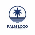 Palm logo with monoline style Royalty Free Stock Photo