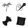 Palm, microphone and other web icon in black style. stub, tooth snapshot icons in set collection.