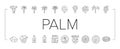 palm oil tree leaf plant icons set vector Royalty Free Stock Photo