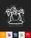 Palm paper sticker with hand drawn elements Royalty Free Stock Photo