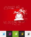 Palm paper sticker with hand drawn elements Royalty Free Stock Photo