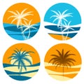 Palm paradise logo set