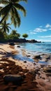 Palm paradise Sandy beach meets lush palms, the epitome of coastal beauty