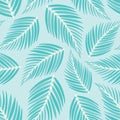Palm pattern background. Tropical foliage tossed vector seamless repeat design in aqua.