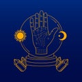 Palm reading image / icon / logo. Art illustration