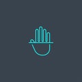 Palm recognition concept blue line icon