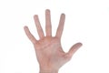 Palm of the right male hand on a white background.