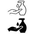 Palm with sanitizer drop of gel single vector icon. Clean hands illustration sign collection. Antiseptic symbol. hygiene logo.