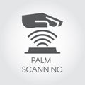 Palm scanning glyph icon. Verification palmprint system flat sign. Authentication technology Royalty Free Stock Photo