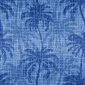 Palm seamless pattern. Repeated palm trees patern. Silhouette coconut tree. Denim beach background. Repeating tropical texture Royalty Free Stock Photo