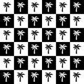 Palm seamless pattern. Repeated palm trees pattern. Black coconut tree isolated on white background. Repeating tropical texture fo Royalty Free Stock Photo