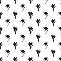 Palm seamless pattern. Repeating palm trees pattern. Black coconut tree isolated on white background. Repeated tropical texture fo Royalty Free Stock Photo