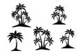 Palm silhouette trees isolated on white background. Beautiful palm tree set Royalty Free Stock Photo