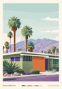 Palm Spring, California, USA Travel Retro Poster.