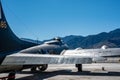 Palm Springs, California, USA - 2.2022 - Open hanger with airplanes at the Air Museum. Royalty Free Stock Photo