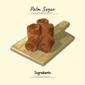 Palm Sugar On Wooden Illustration, Ingredients For Cooking Some Food, Sketch & Vector Style Royalty Free Stock Photo